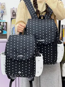 Lichte nylon sterren polka dot rugzak, casual grote capaciteit schooltas voor dames.