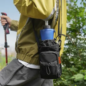Outdoor sports water bottle crossbody bag with shoulder strap, convenient for hiking.