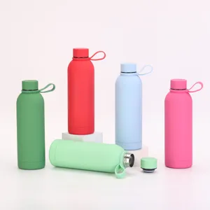 Bouteille d'eau de sport en acier inoxydable avec poignée, thermos isolée étanche