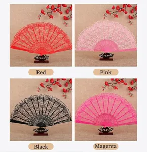 Éventail pliant en dentelle élégant pour danse et photographie, accessoire chinois rétro.