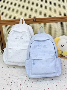 Mochila escolar de lona con estampado de estrellas gran capacidad estilo lindo