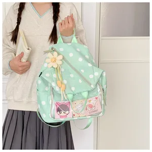 Zaino trasparente a pois verde chiaro, simpatico zainetto scolastico casual per ragazze e donne.