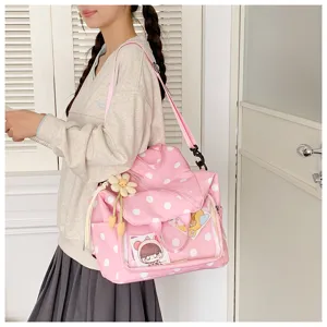 Zaino rosa a pois tasca trasparente ita bag borsa a tracolla casual carina per ragazze