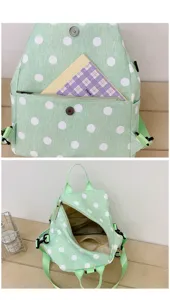Zaino donna leggero verde a pois borsa a tracolla convertibile piccola borsa per la scuola casual