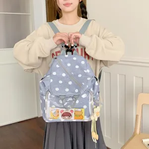 Zaino da Donna a Pois Ita Bag Trasparente in Nylon Leggero Impermeabile per la Scuola Borsa a Tracolla per Ragazze