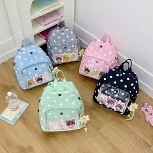 Zaino trasparente a pois carino per donna, borsa da scuola in tela leggera e zainetto casual quotidiano.