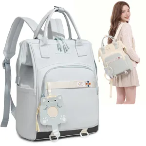 Zaino Borsa Fasciatoio di Grande Capacità per Donna Zaino da Viaggio Multifunzionale Impermeabile in Nylon Con Ciondolo Gatto Borsa Bebè