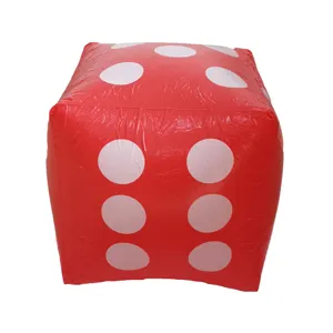 Inflatable giant red dice toy with white dots, perfect for parties, games, and kids entertainment.