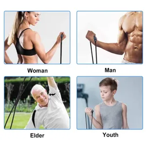 Figure 8 resistance band for back training, chest expansion, and shoulder stretching.