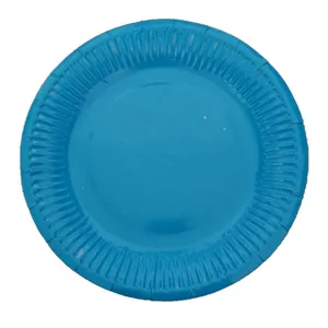 Blue disposable paper plates 7 inch round tablewares for party events and kids DIY crafts.