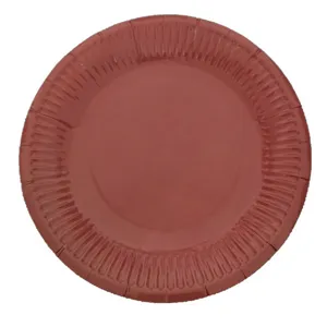 7-inch disposable paper plates, red-brown party tableware, 10 pack crafting base.