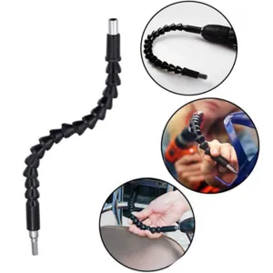Flexible extension shaft detail showing drill bit compatibility, bending angle, and practical operation.