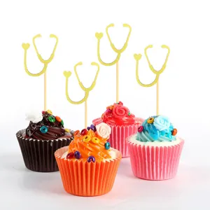 Goldene Stethoskop Cupcake Topper medizinische Abschlussfeier Kuchen Dekoration