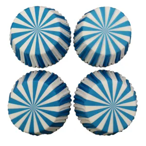 Caissettes à cupcakes et moules de cuisson en papier sulfurisé bleu blanc rayé