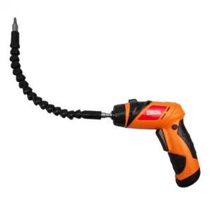 Cordless electric screwdriver with flexible extension shaft for multi-purpose drilling tool.