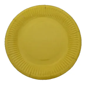 7-inch yellow paper plate, disposable round paper dish for DIY crafts and kids parties, 10 pack