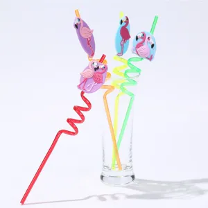 Kreative Flamingo geformte harte Trinkhalme Set Cartoon Kinder Party Bar Deko Details