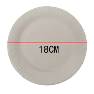 18cm disposable paper plate detail view, eco-friendly round tableware for party crafts.