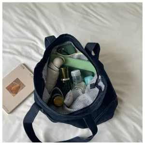 Sac cabas en jean decontracté pour femme grande capacite sac a epaule avec doublure