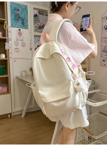 Casual canvas backpack large capacity school bag for women cute minimalist daily commute