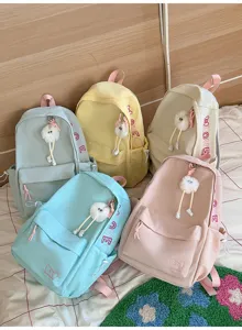 Korean style cute solid color backpack large capacity school bag casual travel rucksack for women