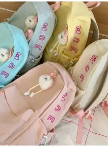 Korean style minimalist solid color backpack large capacity cute school bag for women daily commute