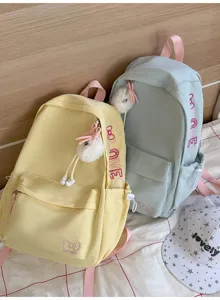 Korean style cute solid color backpack large capacity school bag for women travel casual daypack