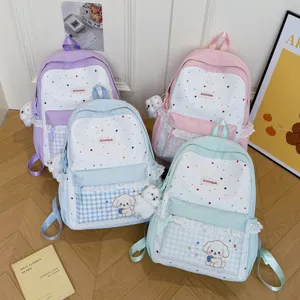 Mochila escolar bonita con estrellas para niñas, elegante bolso con bordado de perrito.