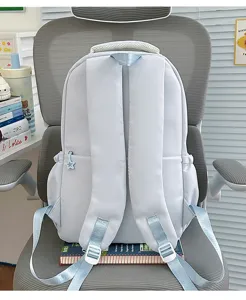 Light blue Japanese style cute school backpack with lightweight design and convenient pockets.