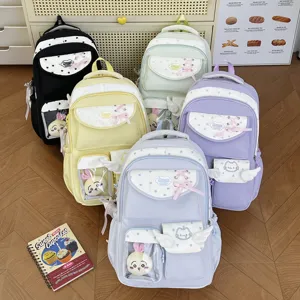 Japanese cute transparent ita backpack student school bag with plush toy front pocket multi color