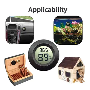 Termometro higrometro digital redondo con pantalla LCD para coche acuario caja