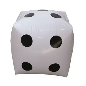 Inflatable giant dice toy, 30cm white PVC dice with black dots for party, game and fun activities.