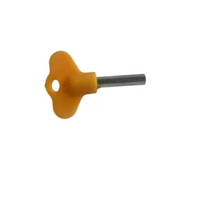 Gele kunststof vlinder handvat zeshoekige metalen stang detail weergave voor raamgereedschap