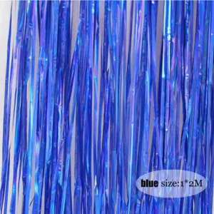 Tenda a frange di tinsel blu 1x2m sfondo lucido in alluminio per festa matrimonio decor.