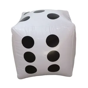 Large inflatable dice toy 30cm white square block with black dots for party fun and game.