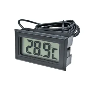 Termometro digital electronico empotrable con pantalla LCD y cable de sonda largo para nevera.