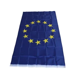 Σημαία Ευρωπαϊκής Ένωσης 90x150cm πολυεστέρας μπλε δώδεκα κίτρινα αστέρια κύκλος μεταλλικά μάτια.