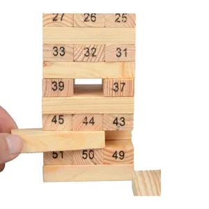 Wooden number tumbling tower stacking game block set for adult puzzle leisure entertainment