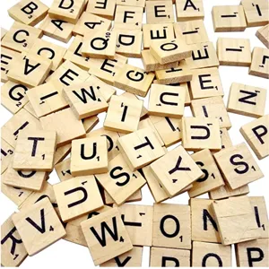 Wooden alphabet letter tiles for DIY spelling words and educational kids toys 100pcs
