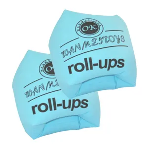 Inflatable swim arm bands double airbag water sleeves blue float roll-ups safety gear