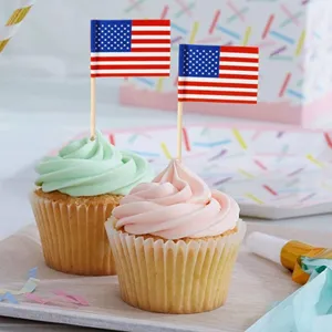 USA toothpick flags 65mm patriotic party cupcake toppers paper national flags decorations