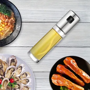 RVS glazen oliespray fles olijfolie verstuiver voor keuken koken barbecue en bakken