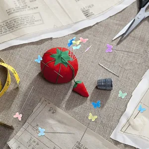 100pcs colorful butterfly sewing pins patchwork quilting fix pins with tomato pin cushion