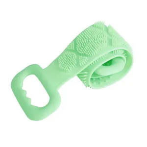 Brosse de bain en silicone pour le corps avec poils souples et poignées pour le dos.