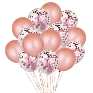 12 inch rose gold confetti balloons set for wedding birthday party decoration supplies
