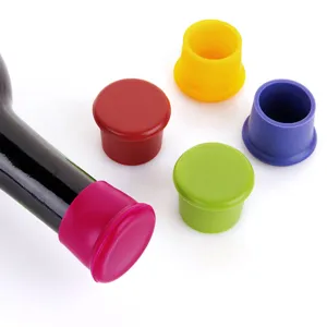 Silikon Flaschenstopfen Detailaufnahme, bunte weiche Frischekappe für verschiedene.