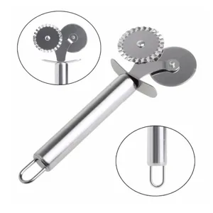 Taglia Pizza in Acciaio Inossidabile a Doppia Testa Taglia Ruota per Pizza con Design di Taglio e Ruota per Pasticceria Utensile da Cucina Resistente