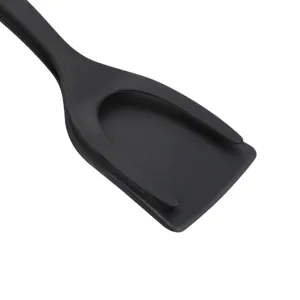 2-in-1 nylon eier spatel en omkerer, zwart keukengereedschap kookgerei detailweergave