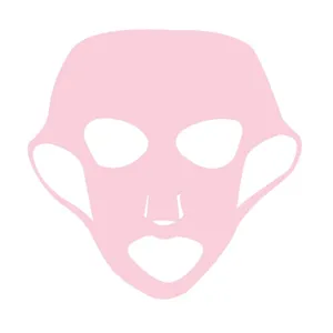 Dettaglio della copertura per maschera facciale in silicone, design rosa con gancio per la pelle.