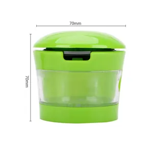 Mini manual garlic chopper press green plastic kitchen gadget mini food mincer 70mm